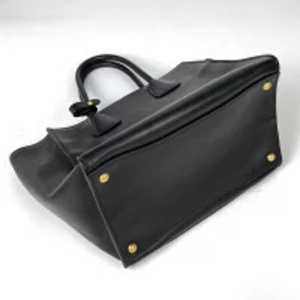 Prada Plate 2way Shoulder Bag Shopping Leather Nero Black - Picture 2 of 7